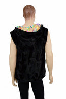 Mens Minky Faux Fur Hooded Vest - Coquetry Clothing