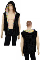 Mens Minky Faux Fur Hooded Vest - Coquetry Clothing