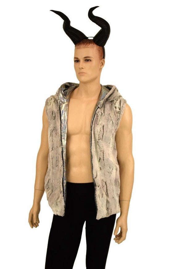 Mens Minky Faux Fur Hooded Vest - Coquetry Clothing
