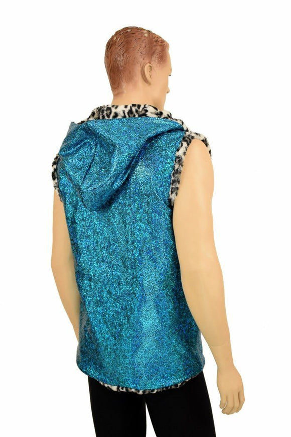 Mens Minky Faux Fur Hooded Vest - Coquetry Clothing