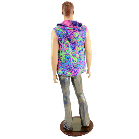 Mens Minky Faux Fur Hooded Vest - Coquetry Clothing