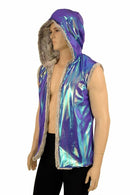 Mens Minky Faux Fur Hooded Vest - Coquetry Clothing