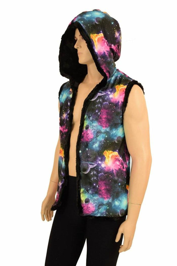 Mens Minky Faux Fur Hooded Vest - 6