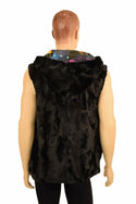 Mens Minky Faux Fur Hooded Vest - 4