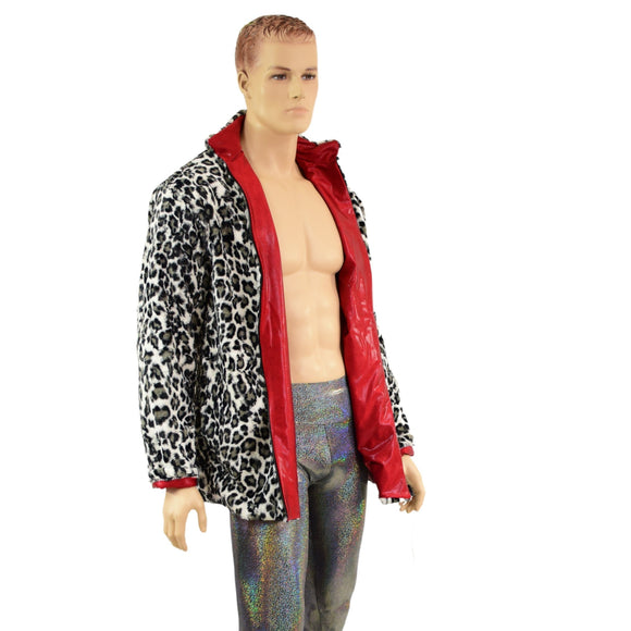 Mens Minky Faux Fur Reversible Collared Jacket - Coquetry Clothing