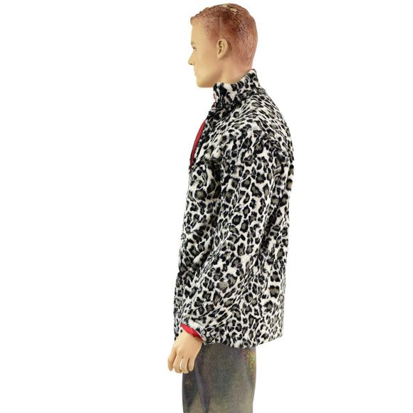 Mens Minky Faux Fur Reversible Collared Jacket - Coquetry Clothing