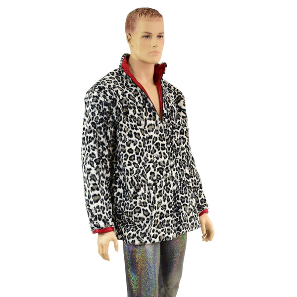 Mens Minky Faux Fur Reversible Collared Jacket - 5