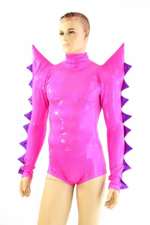 Mens Neon Pink Spiked Romper - Coquetry Clothing