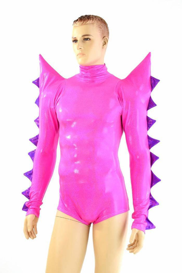 Mens Neon Pink Spiked Romper - 2