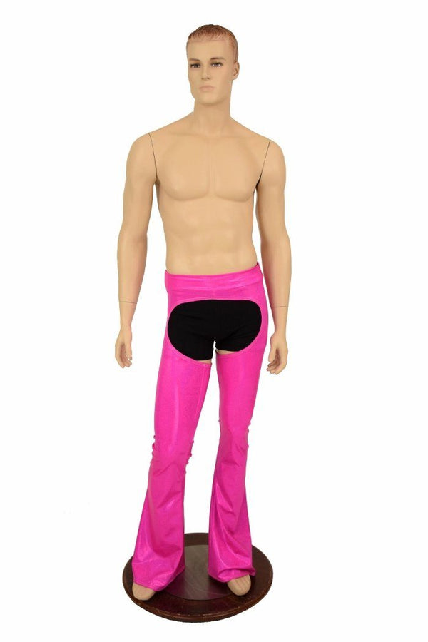 Mens Neon Pink UV GLOW Bootcut Chaps - 2