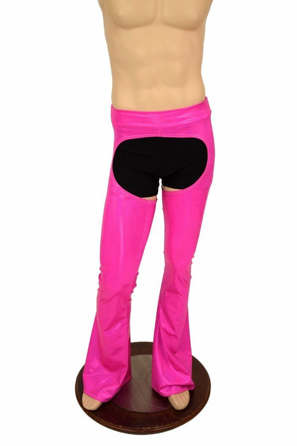 Mens Neon Pink UV GLOW Bootcut Chaps - 4