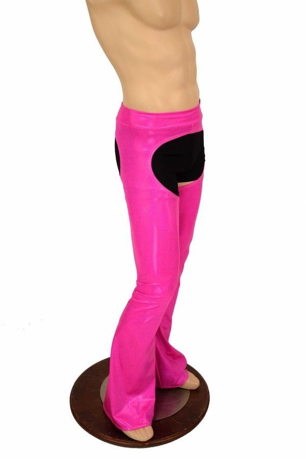 Mens Neon Pink UV GLOW Bootcut Chaps - 5