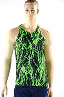 Mens Neon UV Glow Lightning Muscle Shirt - Coquetry Clothing