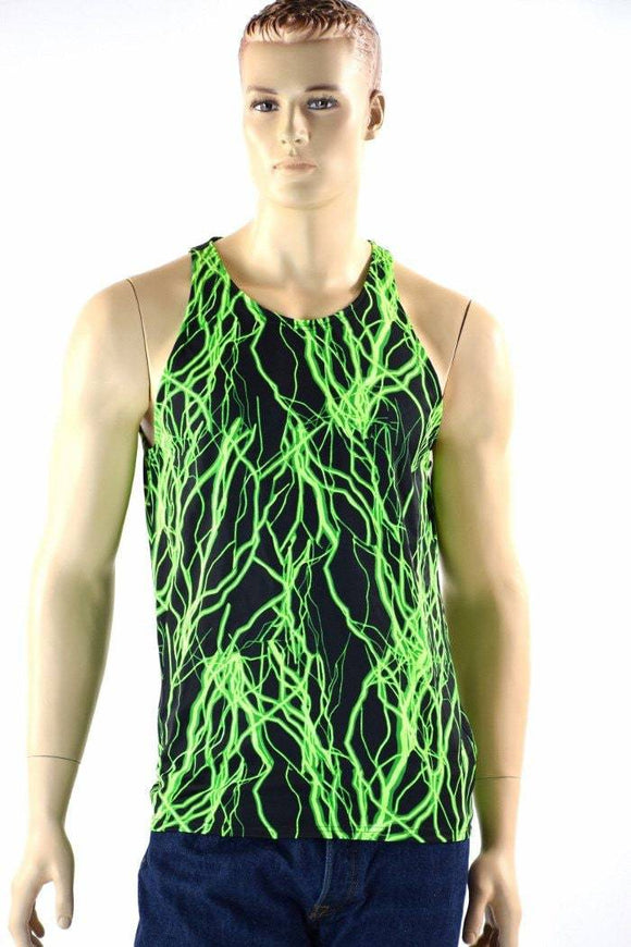 Mens Neon UV Glow Lightning Muscle Shirt - Coquetry Clothing