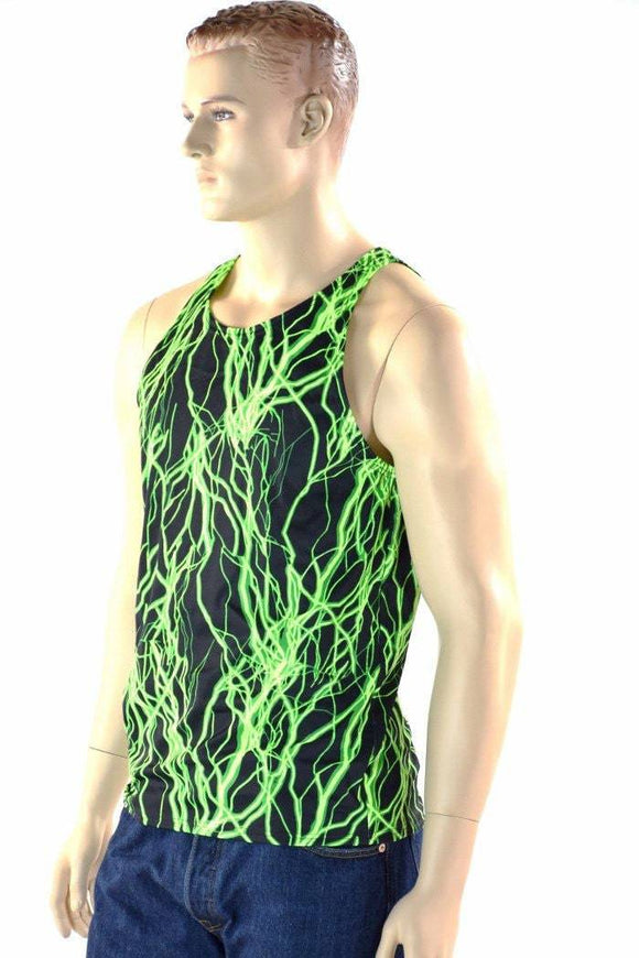 Mens Neon UV Glow Lightning Muscle Shirt - Coquetry Clothing