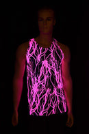Mens Neon UV Glow Lightning Muscle Shirt - Coquetry Clothing