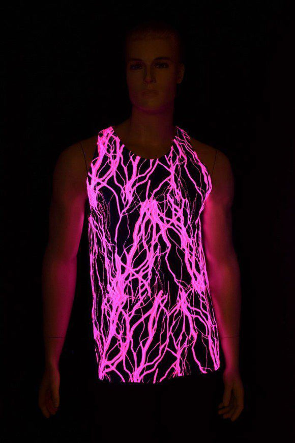 Mens Neon UV Glow Lightning Muscle Shirt - Coquetry Clothing