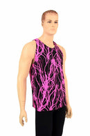 Mens Neon UV Glow Lightning Muscle Shirt - Coquetry Clothing