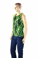 Mens Neon UV Glow Lightning Muscle Shirt - Coquetry Clothing
