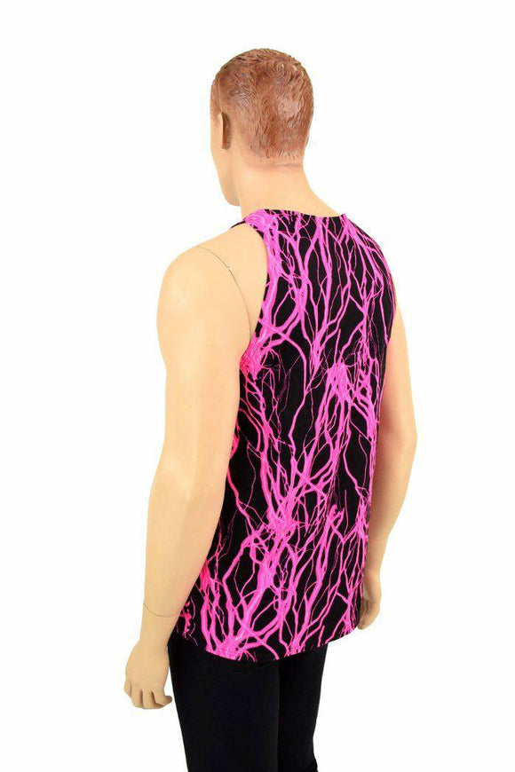 Mens Neon UV Glow Lightning Muscle Shirt - Coquetry Clothing