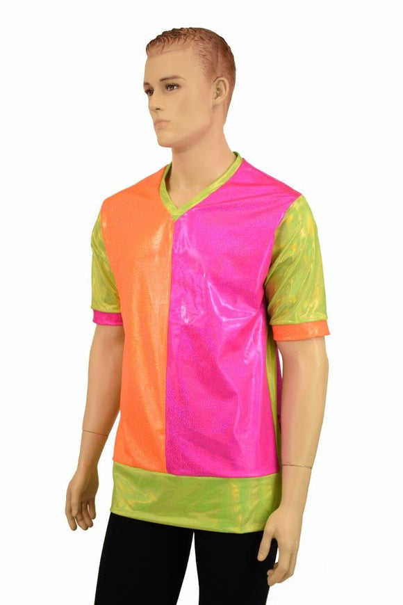 Mens Neon V Neck Shirt - Coquetry Clothing