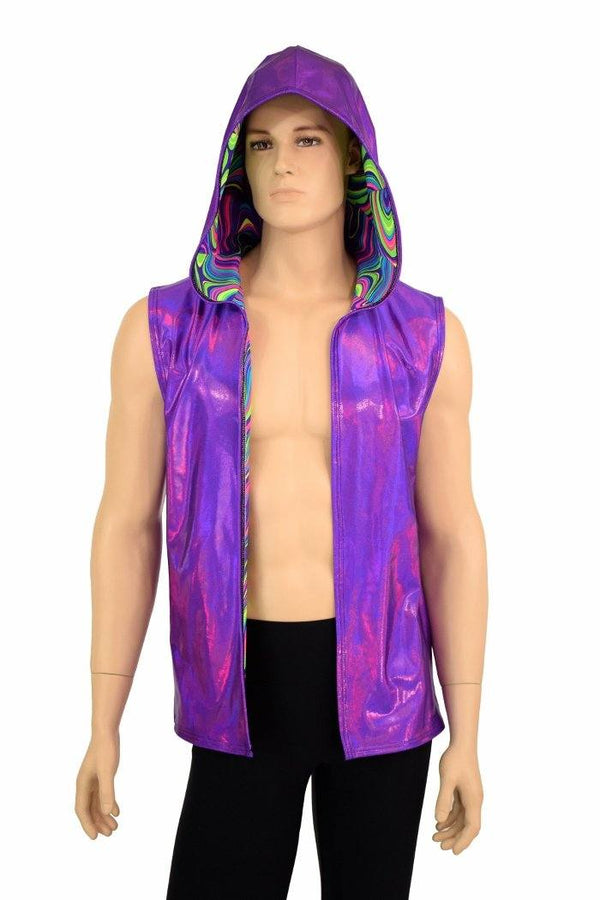 Mens Open Front Hooded Vest - 8