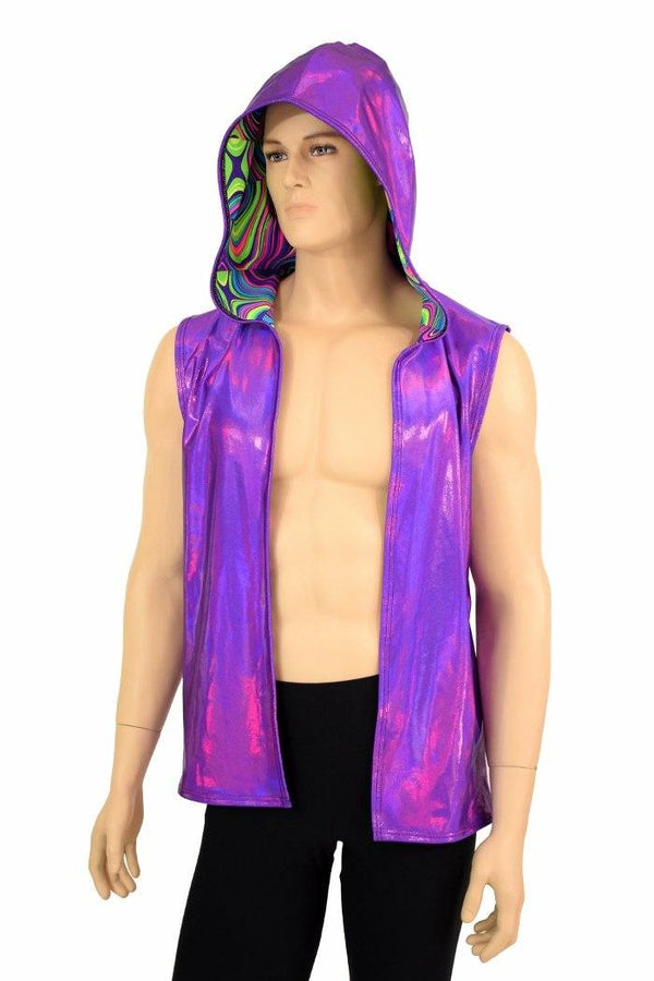 Mens Open Front Hooded Vest - 5