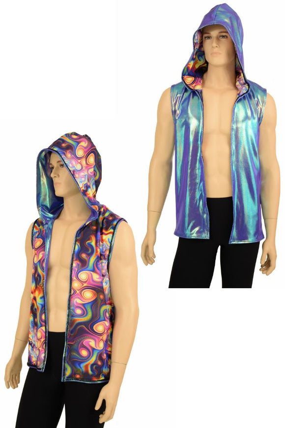 Mens Open Front Hooded Vest - Coquetry Clothing