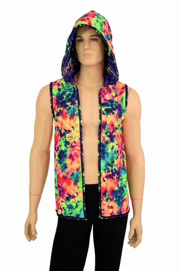 Mens Open Front Hooded Vest - Coquetry Clothing