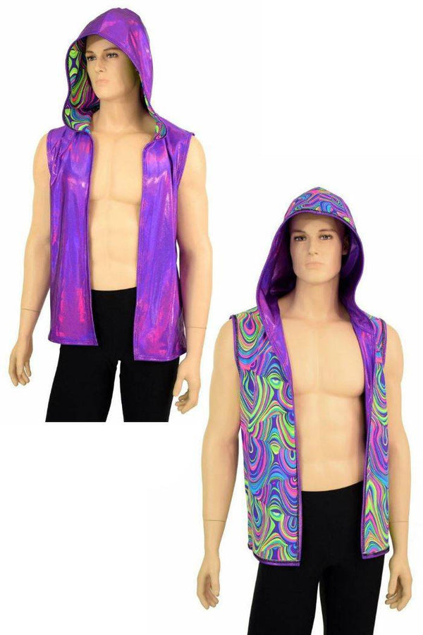 Mens Open Front Hooded Vest - 1