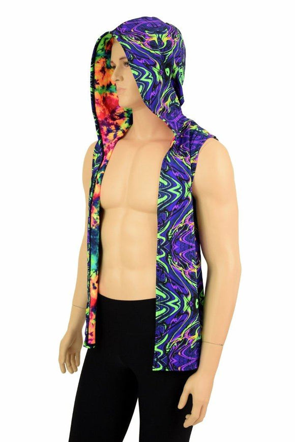 Mens Open Front Hooded Vest - Coquetry Clothing