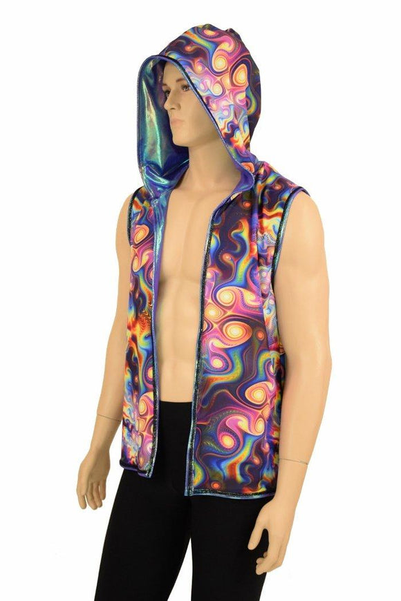 Mens Open Front Hooded Vest - Coquetry Clothing