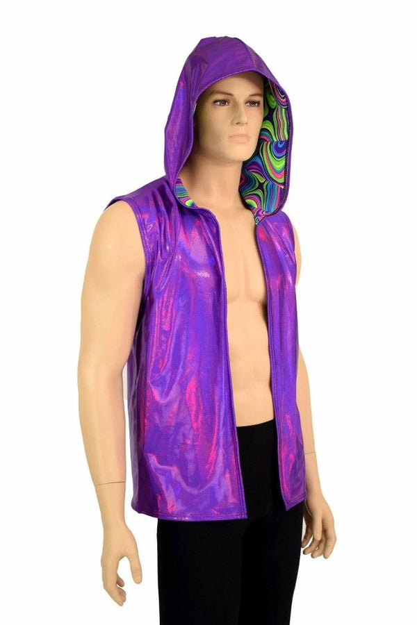 Mens Open Front Hooded Vest - 3