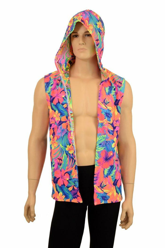 Mens Open Front Hooded Vest - Coquetry Clothing