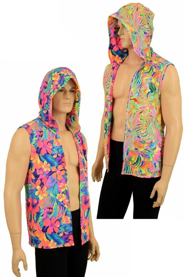 Mens Open Front Hooded Vest - 1