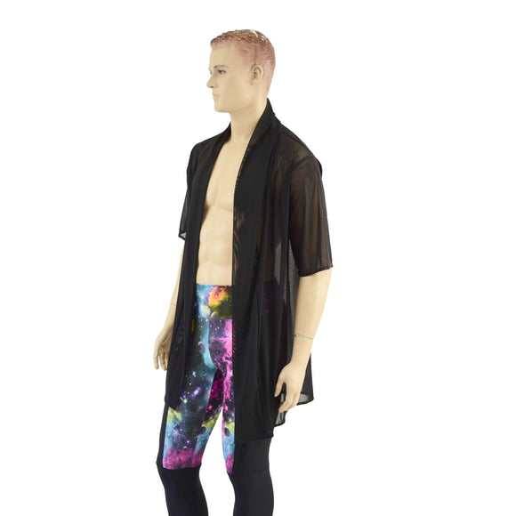 Mens Open Front Nomad Shirt in Black Mesh - Coquetry Clothing