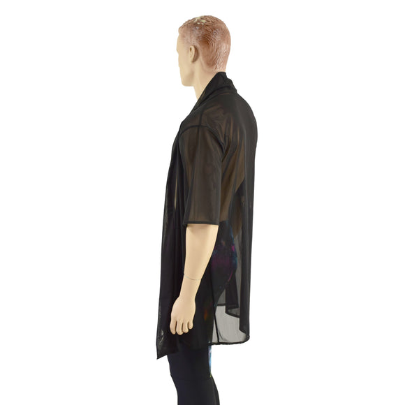 Mens Open Front Nomad Shirt in Black Mesh - Coquetry Clothing