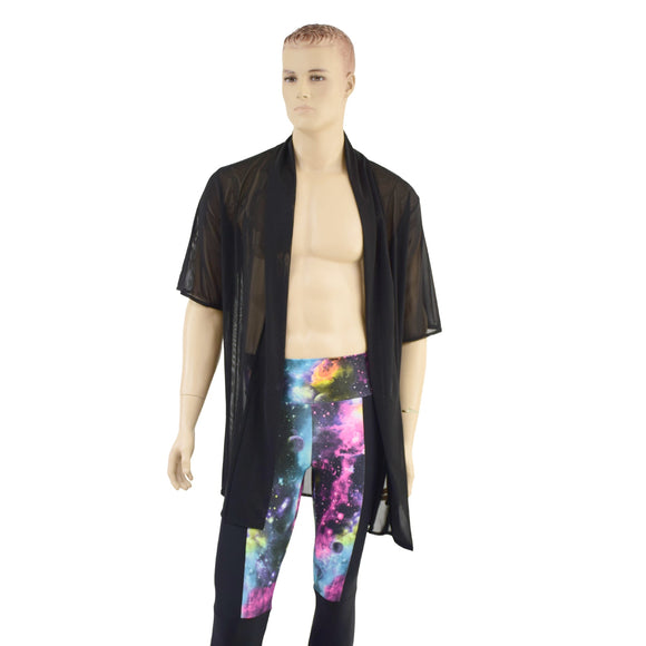 Mens Open Front Nomad Shirt in Black Mesh - Coquetry Clothing