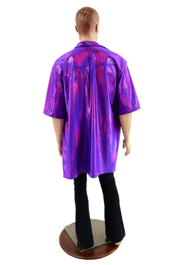 Mens Open Front Nomad Shirt in Grape Holographic - Coquetry Clothing