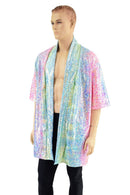 Mens Open Front Nomad Shirt in Rainbow Shattered Glass - Coquetry Clothing