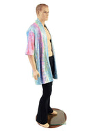 Mens Open Front Nomad Shirt in Rainbow Shattered Glass - Coquetry Clothing
