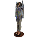 Mens or Womens Mega Sharp Shoulder Catsuit with Red Holo Bolt - Coquetry Clothing