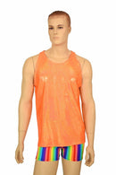 Mens Orange Sparkly Jewel Muscle Tank - Coquetry Clothing