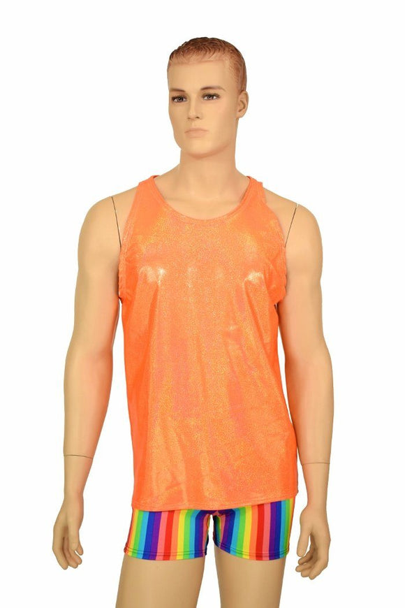 Mens Orange Sparkly Jewel Muscle Tank - Coquetry Clothing