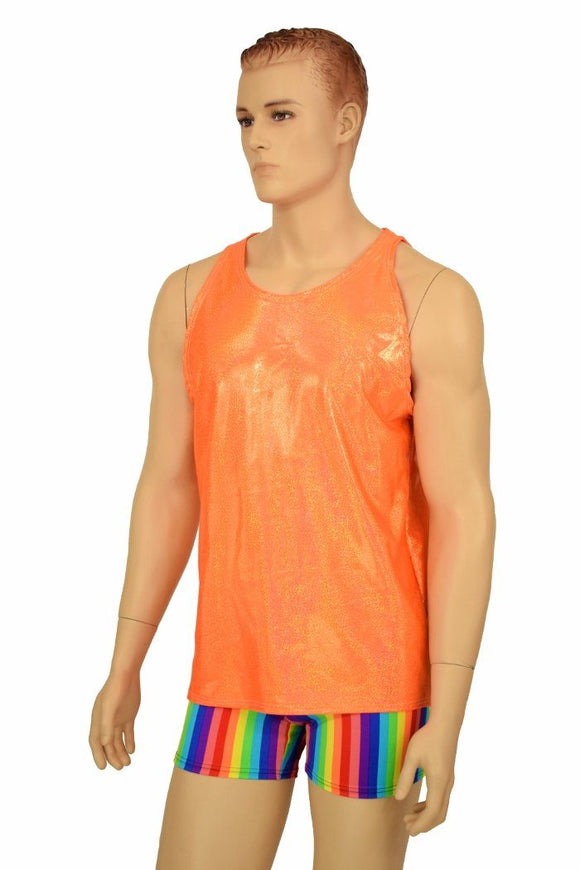 Mens Orange Sparkly Jewel Muscle Tank - Coquetry Clothing