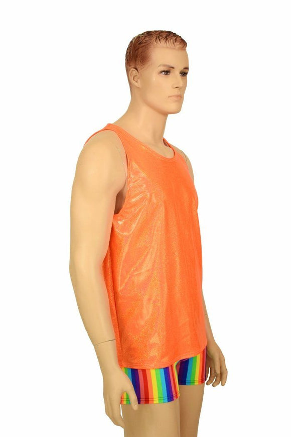 Mens Orange Sparkly Jewel Muscle Tank - Coquetry Clothing