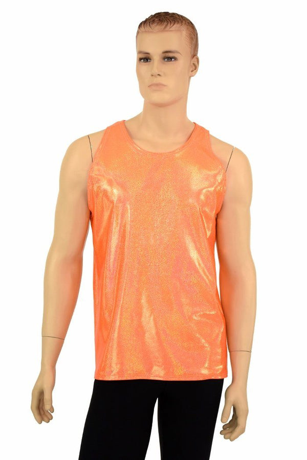 Mens Orange Sparkly Jewel Muscle Tank - 1