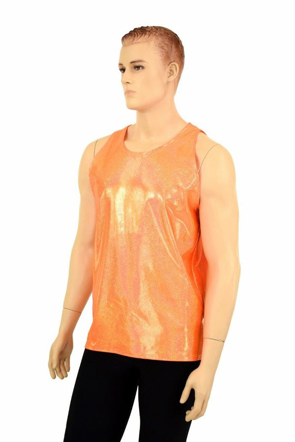 Mens Orange Sparkly Jewel Muscle Tank - 2