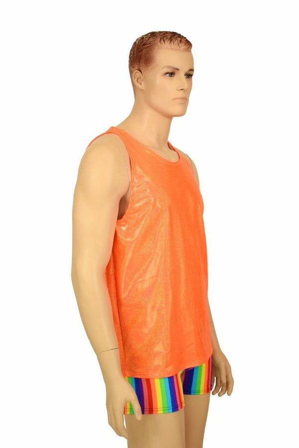 Mens Orange Sparkly Jewel Muscle Tank - 7