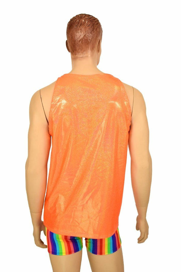 Mens Orange Sparkly Jewel Muscle Tank - 8